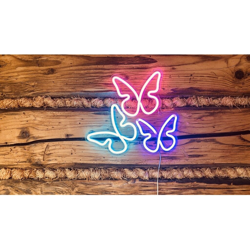 2Kids Toys - LED Neónová nástenná dekorácia LED/5W/USB motýle