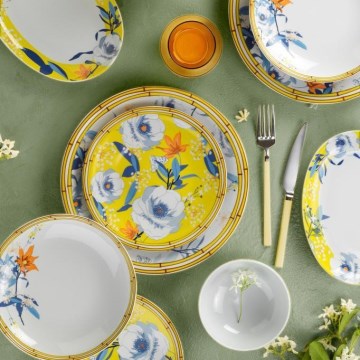 50-dielna jedálenská sada z pestrofarebného porcelánu
