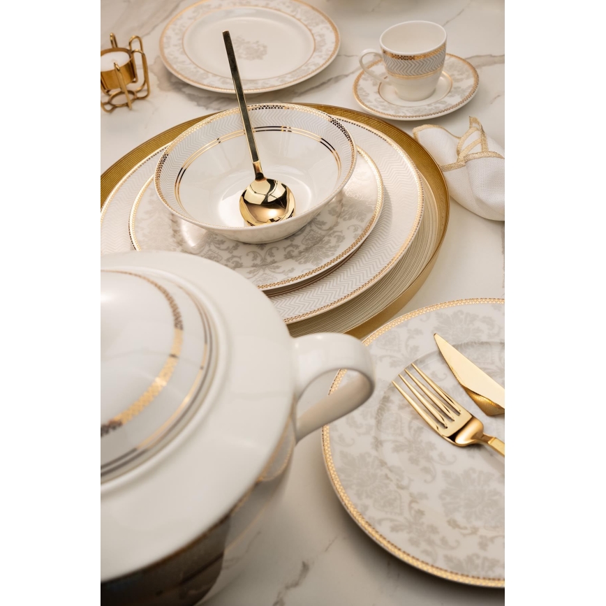 68-dielna jedálenská súprava v pestrofarebnom prevedení z kostného porcelánu