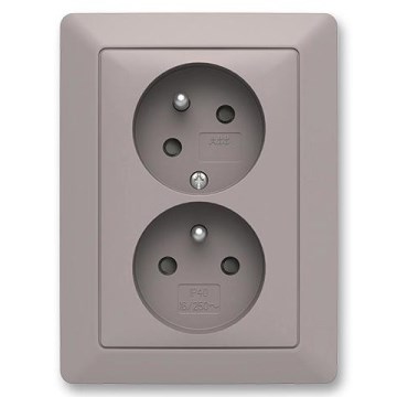 ABB 5513T-C02157 144 - Dvojitá domová zásuvka s rámčekom ZONI 250V greige