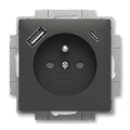ABB 5569T-A32357 237 - Domová zásuvka bez rámu ZONI 250V 1xUSB A+C matná čierna
