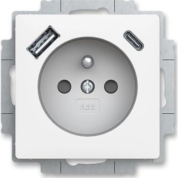 ABB 5569T-A32357 240 -Domová zásuvka bez rámu ZONI 250V 1xUSB A+C matná biela