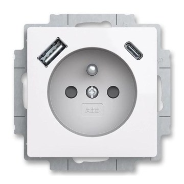 ABB 5569T-A32357 500 - Domová zásuvka bez rámčeka ZONI 250V 1xUSB A+C biela