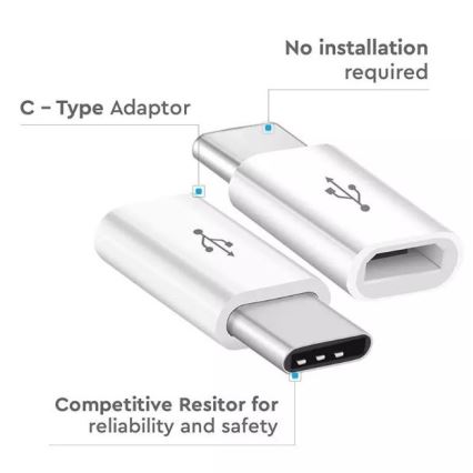 Adaptér Micro USB na USB-C biela