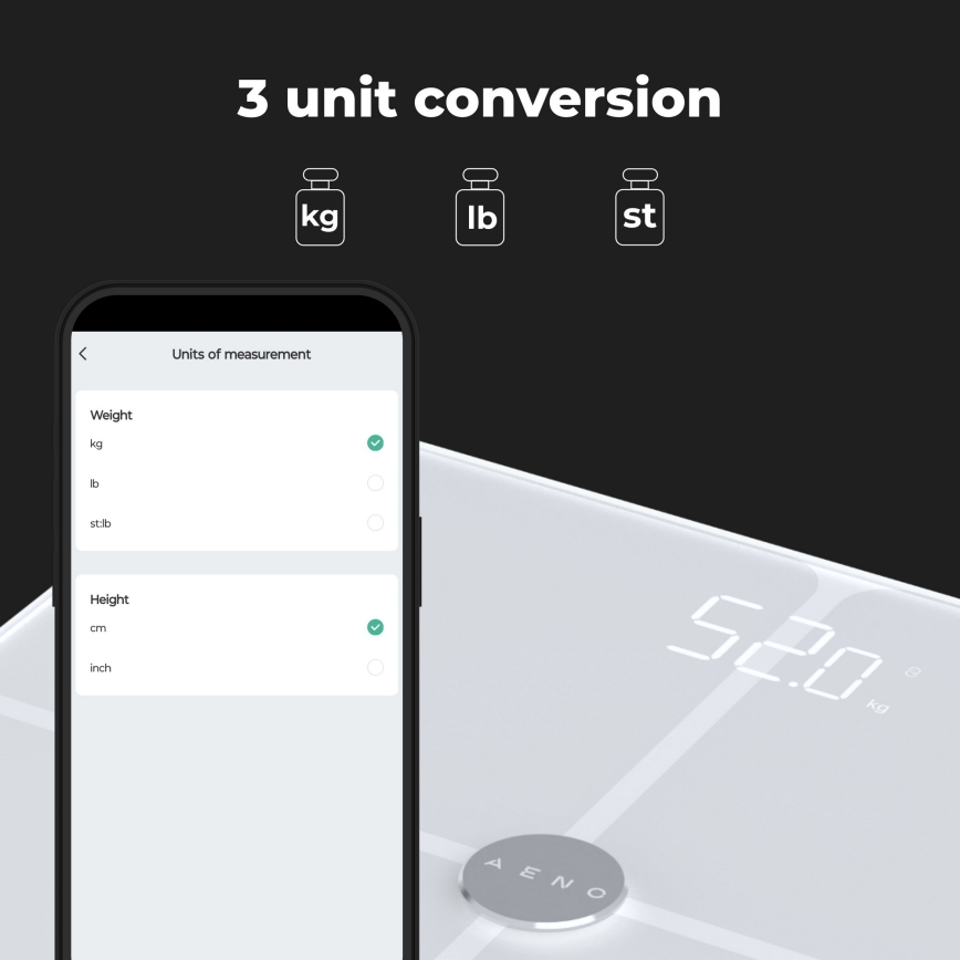 AENO - Inteligentná osobná váha 3xAAA