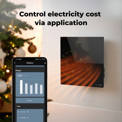 AENO - Inteligentný elektrický infračervený panel 500W časovač/termostat Wi-Fi biela