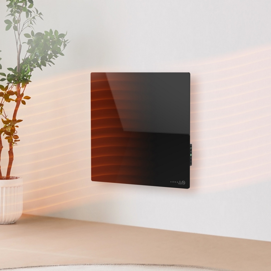 AENO - Inteligentný elektrický infračervený panel 500W časovač/termostat Wi-Fi čierna