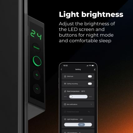 AENO - Inteligentný elektrický infračervený panel 500W časovač/termostat Wi-Fi čierna
