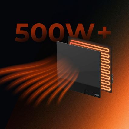 AENO - Inteligentný elektrický infračervený panel 500W časovač/termostat Wi-Fi čierna