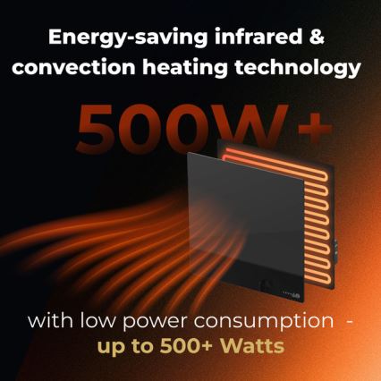AENO - Inteligentný elektrický infračervený panel 500W s časovačom/termostatom, Wi-Fi, biela