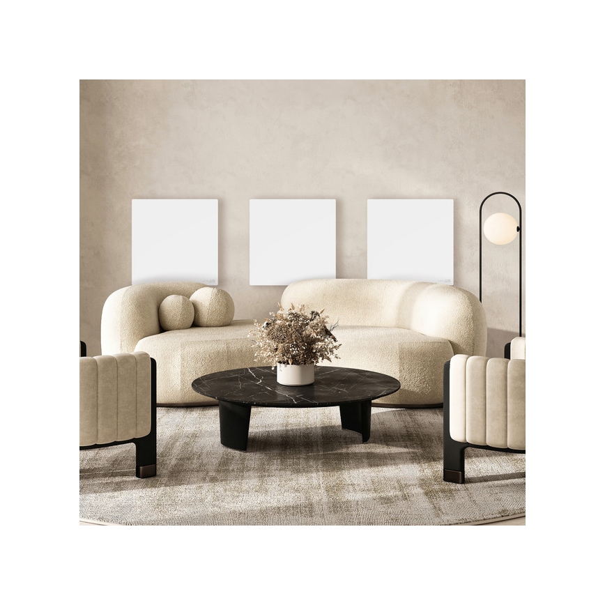 AENO - Inteligentný elektrický infračervený panel 500W s časovačom/termostatom, Wi-Fi, biely