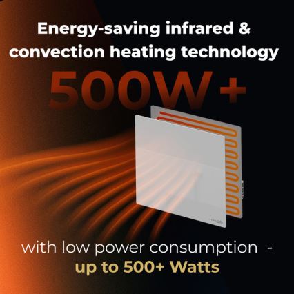 AENO - Inteligentný elektrický infračervený panel 500W s časovačom/termostatom, Wi-Fi, biely