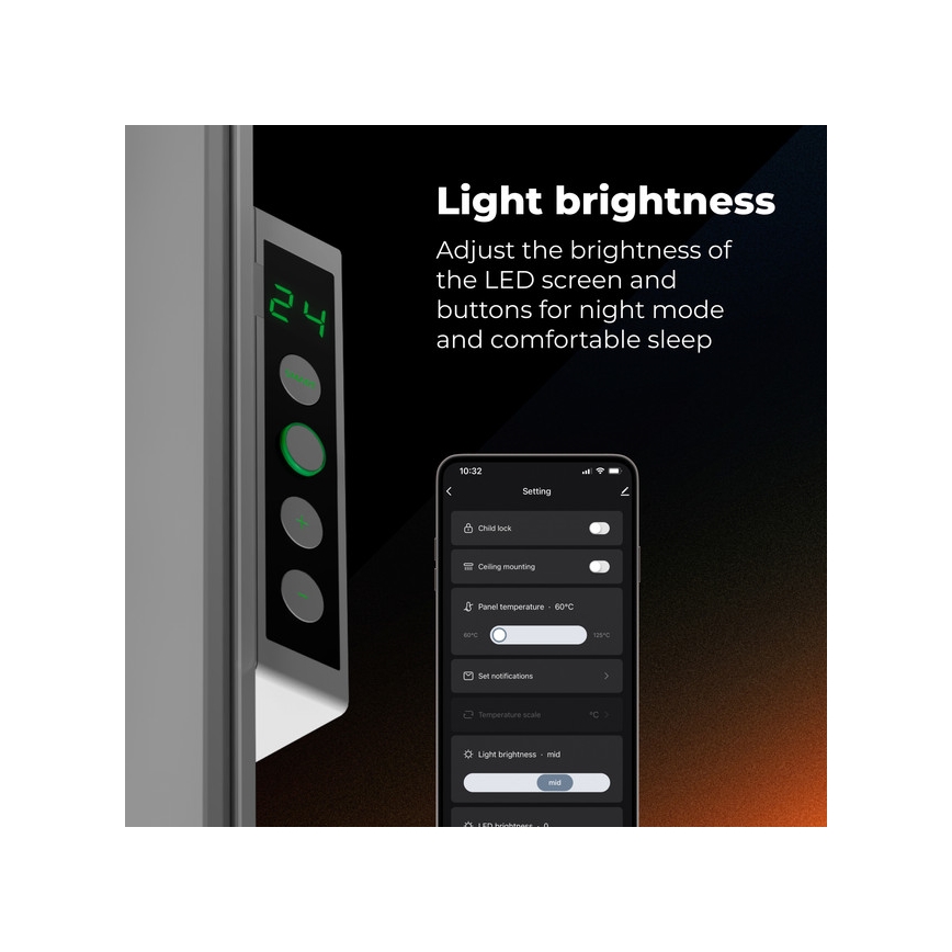 AENO - Inteligentný elektrický infračervený panel 500W s časovačom/termostatom, Wi-Fi, biely