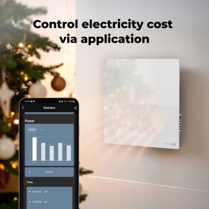 AENO - Inteligentný elektrický infračervený panel 500W s časovačom/termostatom, Wi-Fi, biely