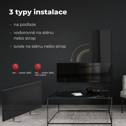AENO - Inteligentný elektrický infrapanel 700W časovač/termostat IP44 Wi-fi čierna