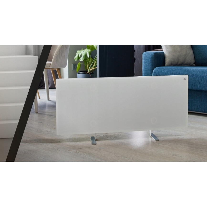 AENO - Inteligentný elektrický infrapanel s LED displejom 700W časovač/termostat IP44 Wi-fi biela