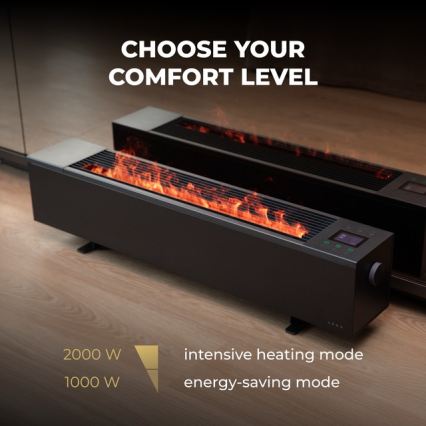 AENO - Inteligentný elektrický priamotop/konvektor 1000/2000W čierna