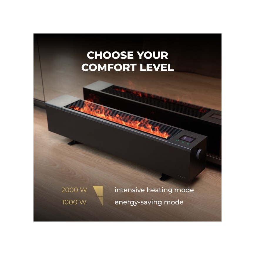 AENO - Inteligentný elektrický priamotop/konvektor 1000/2000W čierna