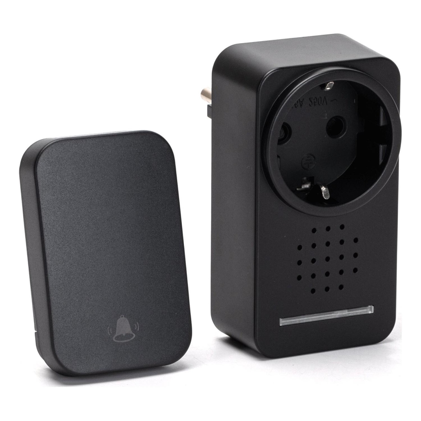 Aigostar - Bezdrôtový zvonček do zásuvky 1Z 230V IPX4 čierna