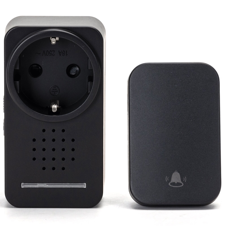 Aigostar - Bezdrôtový zvonček do zásuvky 1Z 230V IPX4 čierna