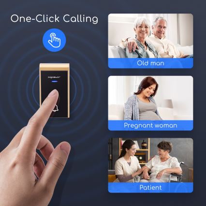 Aigostar - Bezdrôtový zvonček do zásuvky 230V/12V IP44 čierna