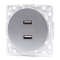 Aigostar - bezrámčeková USB napájacia zásuvka 2x USB-A strieborná
