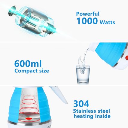 Aigostar - Cestovná rýchlovarná kanvica 600ml 1000W/230V