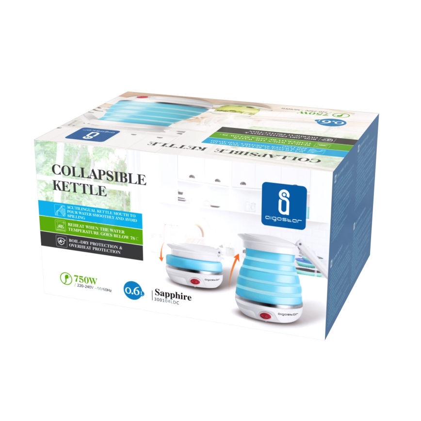 Aigostar - Cestovná rýchlovarná kanvica 600ml 1000W/230V