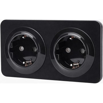 Aigostar - Domová zásuvka s rámikom 2Z SCHUKO 250V/16A čierna