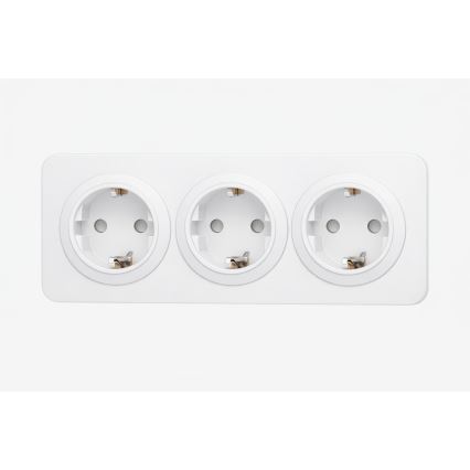 Aigostar - domová zásuvka s rámikom 3x SCHUKO 250V/16A biela