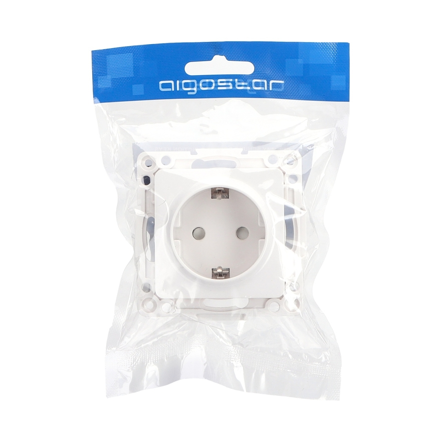 Aigostar - Domová zásuvka SCHUKO 250 V, biela, bez rámčeka