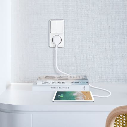 Aigostar - Domový vypínač 2P so zásuvkou 1x10A/250V SCHUKO