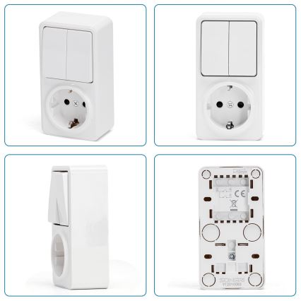 Aigostar - Domový vypínač 2P so zásuvkou 1x10A/250V SCHUKO