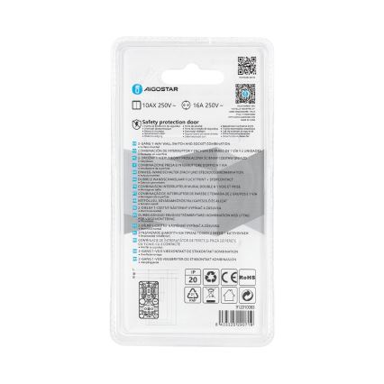 Aigostar - Domový vypínač 2P so zásuvkou 1x10A/250V SCHUKO