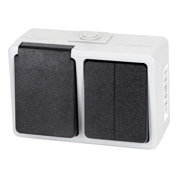 Aigostar - Domový striedavý spínač so zásuvkou 250V/16A IP54