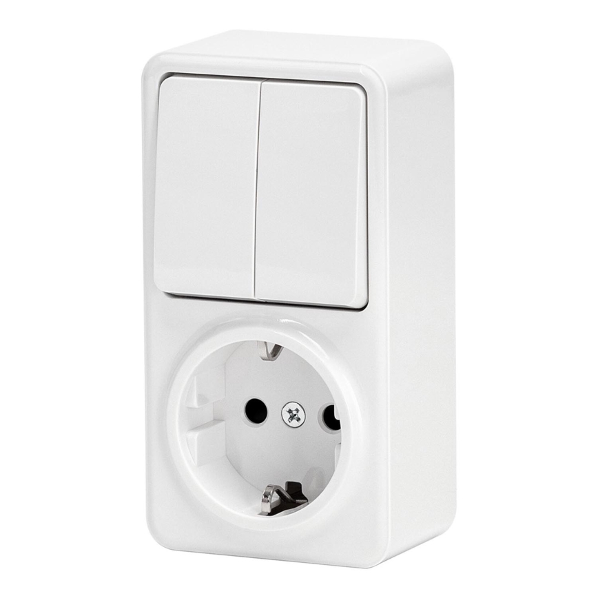 Aigostar - Domový vypínač 2P so zásuvkou 1x10A/250V SCHUKO