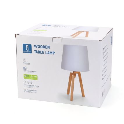 Aigostar - Drevená stolná lampa 1xE27/60W/230V borovica