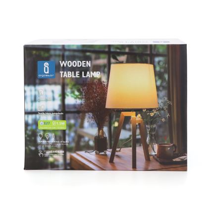 Aigostar - Drevená stolná lampa 1xE27/60W/230V borovica