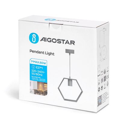 Aigostar - Drevený luster na lane 1xE27/60W/230V borovica