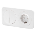 Aigostar - dvojitý vypínač č. 5 a zásuvka SCHUKO 230 V s rámčekom, biela