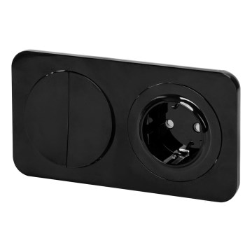 Aigostar - Dvojitý vypínač č. 6+6 a zásuvka SCHUKO 230 s rámikom čierna