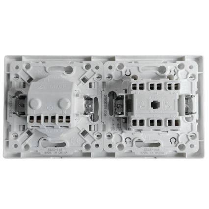 Aigostar - Dvojitý vypínač č. 6 + 6 a zásuvka SCHUKO 250V s rámčekom biela