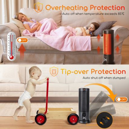 Aigostar - Elektrický ohrievač 1500W/230V + diaľkové ovládanie