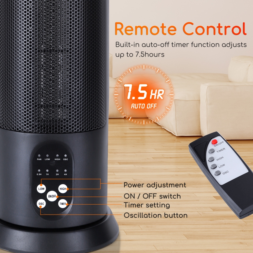 Aigostar - Elektrický ohrievač 1500W/230V + diaľkové ovládanie