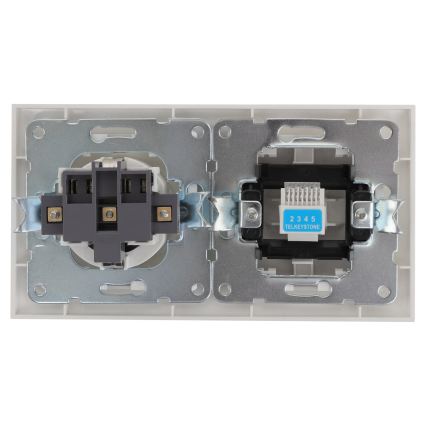 Aigostar - Ethernetová zásuvka a zásuvka SCHUKO s rámčekom biela