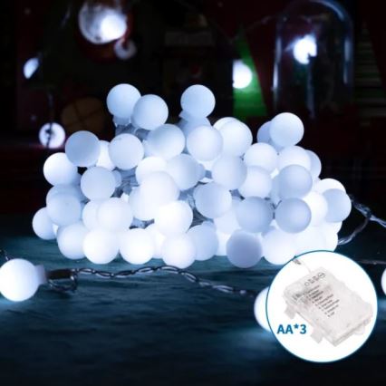 Aigostar - LED vonkajšia svetelná reťaz 25xLED/3xAA/8 režimov 2,8 m IP44 studená biela