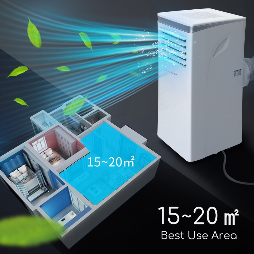 Aigostar - Inteligentná mobilná klimatizácia 3v1 1003W/230V 9000 BTU Wi-Fi biela + diaľkové ovládanie