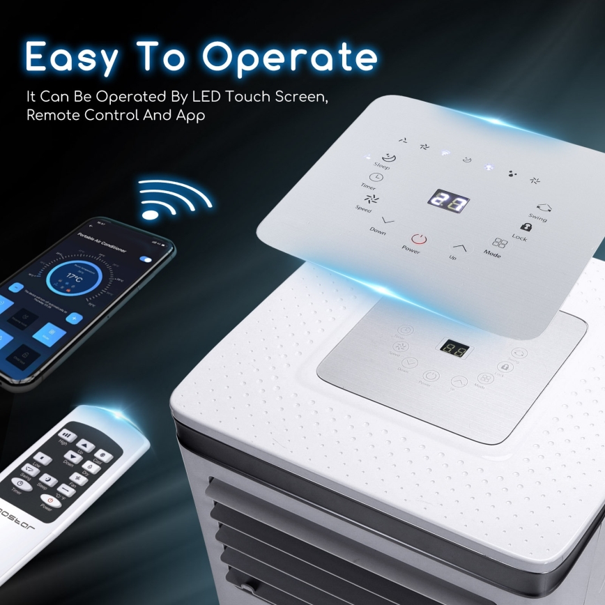 Aigostar - Inteligentná mobilná klimatizácia 3v1 1003W/230V 9000 BTU Wi-Fi biela + diaľkové ovládanie
