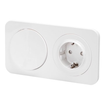 Aigostar - jednopólový vypínač č. 1 a zásuvka SCHUKO 230 V s rámikom, biela