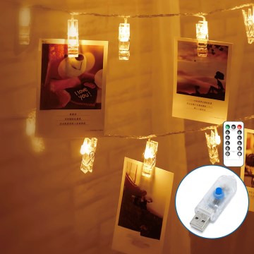 Aigostar - LED dekoračný reťaz 20xLED/5W/USB 6 m teplá biela